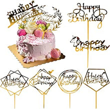 OWill 8 Pcs Gold Happy Birthday Cake Toppers Acrylic Cake Toppers Cake Decoration Party Supplies for Children or Adults Various Cupcake Topper (Gold)