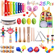 ELECLAND 30 Pcs Musical Instruments for Toddlers Music Wooden Toys Baby Educational Percussion Rhythm Drum Sensory Toys for Babies Kids Gift