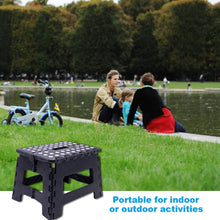 Folding Step Stool - 9 inch Height Foldable Stool For Kids & Adults, Kitchen Garden Bathroom Collapsible Stepping Stool (Black)