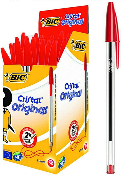 Bic Cristal Original, Ballpoint Pens, Every-Day Biro Pens with Fine Point  (0.8 mm), Ideal for School and Office, Black, Pack of 50