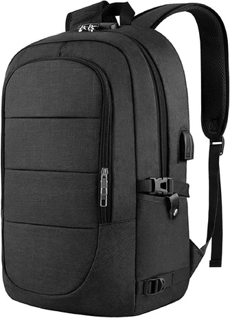 Anti-Theft Laptop Backpack, 15.6-17.3 Inch Business Laptop Rucksack Bag with USB Charging Port & Lock, Water Resistant College School Backpack Computer Bag for Women Men, Travel Work Bag, Black