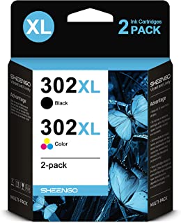 302 Ink Cartridges, Black and Tri-Colour, 2 Combo Pack High Yield SHEENGO Remanufactured for HP 302XL 302 XL for DeskJet 3630 3634 1110 2130 2132 Envy 4520 4527 4522 4524 Officejet 3830 3834 4650 4651