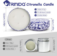 TRINIDa Citronella Candle Outdoor, 1 Pack 14.5Oz 70-80 Hours Burning Time Candles with Citronella & Lavender, Soy Wax Citronella Candle Set, Large Garden Candles
