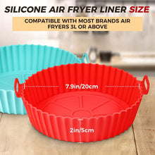 2Pcs Silicone Air Fryer Liner, 7.9" Air Fryer Liners Reusable Silicone Pot, Food Grade Air Fryer Silicone Baking Tray Greaseproof Airfryer Basket Rack Accessories, Compatible with Ninja, Tower, COSORI