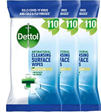 Dettol Antibacterial Biodegradable Surface Cleaning Disinfectant Wipes, Multipack (Packaging May Vary), 110 Count (Pack of 3)