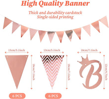 Beainfir 30th Birthday Decorations Set Include Rose Gold Happy 30th Birthday Banner, Triangle Flag Banner, Confetti Latex Balloons and Foil Balloons for Party Decoration Supplies for Girls and Boys