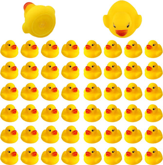 SAVITA 50pcs Rubber Ducky Bath Toy for Kids, Float and Squeak Mini Small Yellow Ducks Bathtub Toys for Shower/Birthday/Party Supplies