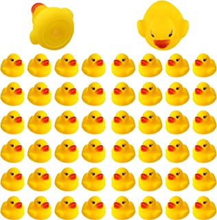 SAVITA 50pcs Rubber Ducky Bath Toy for Kids, Float and Squeak Mini Small Yellow Ducks Bathtub Toys for Shower/Birthday/Party Supplies