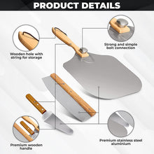 UK Brand 3 in 1 Pizza Oven Accessories Set: Pizza Peel, Pizza Cutter & Pizza Slicer, 12"X14" Aluminium Pizza Turning Peel with Foldable Handle, Pizza Cutter with Cover, Stylish Pizza Oven Tools