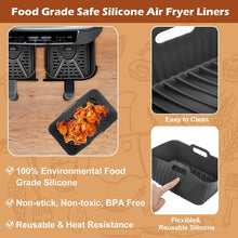 2 Pack Silicone Air Fryer Liner for Dual Air Fryer (5.5-7.6L), Reusable Air Fryer Accessories, Air Fryer Liners AF300UK, Heat Resistant Silicone Air Fryer Basket for Air Fryer, Oven, Microwave