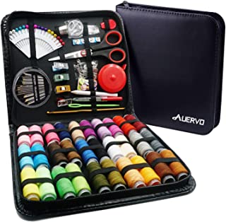 Sewing Kit,AUERVO 116 Premium Sewing Supplies with PU Case, 30 XL Thread Spools,Mini Sewing Kits for DIY, Beginners,Emergency,Kids,Summer Campers, Travel and Home, with Scissors,Thimble,Thread,Needle