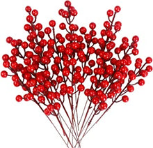 SULOLI Christmas Red Berries,14 Pieces Christmas Holly Berries Branch Artificial Fruits for Xmas Wreaths decorations