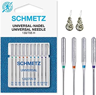 Sewing Machine Needles, Universal (Regular) Assorted, Sizes 70/10, 80/12, 90/14 & 100/16, Packet of 10 with 2 Needle Threadres