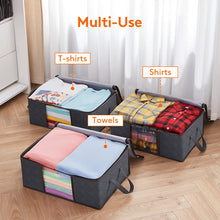 Lifewit Clothes Storage Bag Foldable Storage Boxes with Lids Underbed Wardrobe Storage Organiser with Sturdy Fabric Clear Window for Clothing Bedding Sweaters T-shirts Blankets (Grey, Medium-3 Pack)