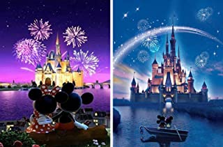 2 Pack 5D Diamond Painting Kits, Full Drill Diamond Fireworks and Castle Picture Art Kits, DIY Kids Adults Crystal Art Kits for Home Wall Decor 40x30cm