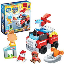 Mega Bloks PAW Patrol Marshall's City Fire Rescue, 33 Mini Building Blocks, Marshall and Zuma Figures, Building Toys for Toddlers, Ages 3+, GYJ01