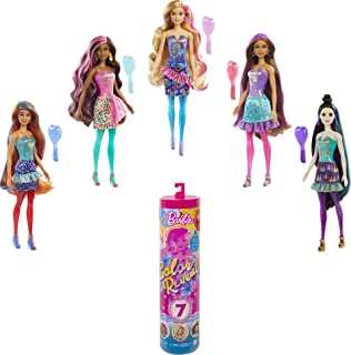 Barbie Color Reveal Doll with 7 Surprises: 4 Bags Contain Skirt, Shoes, Earrings & Brush; Water Reveals Confetti-Print; Doll’s Look & Color Change on Hair & Face; Party Series