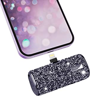 iWALK Small Portable Charger Power Bank 4500mAh Ultra-Compact Cute Shiny Battery Pack Compatible with iPhone 14/13/13 Pro Max/13 Mini/12/12 Mini/12 Pro Max/11 Pro/XS Max/XR/X/8/7/6/Plus Airpods,Black