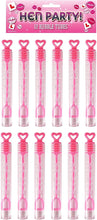 Henbrandt Pack of 12 Hen Night Bubble Wands with Pink Heart Toppers 4ml Bubble Tubes Hen Party Accessories Pink Party Bag Fillers Wedding Favours Team Bride Bubbles for Bridal Shower and Hen Do Favour