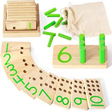 DINORUN Montessori Toys Wooden Toys Counting Sticks Number Maths Games with Storage Bag Kids Toys Toddler Educational Toys Gifts for 3 Year Old Girls and Boys