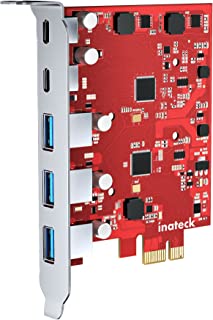 Inateck PCIe to USB 3.2 Card, RedComets U25 with 3 USB A Ports and 2 USB C Ports, 8 Gbps Bandwidth