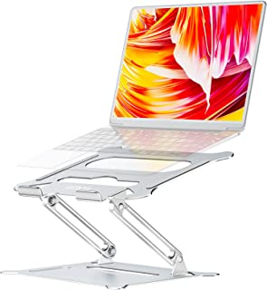 Urmust Laptop Notebook Stand Holder, Ergonomic Adjustable Ultrabook Stand Riser Portable with Heat-Vent Compatible with MacBook Air Pro, Dell, HP, Lenovo Light Weight Aluminum Up to 15.6"(Silver)