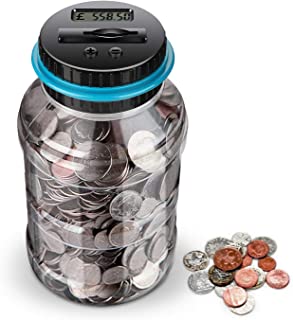 Digital Coin Bank,LarmTek Digital Counting Money Jar,Big Piggy Bank Coin Bank for Kids Adult Boys Girls as Gift on Christmas,Birthday,New Year's day,Powered by 2AAA Battery (Not Included)