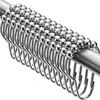 Smith’s® 14x Stainless Steel Shower Curtain Hooks | Chrome, Silver, Metal, Shower Rod & Rail Rings, & Roller Balls for Bathrooms | Rust-Resistant | Easy To Open, Close & Install!