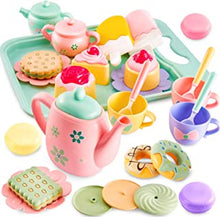 LINFUN KIDS Afternoon Tea Set Play Toy, Role Play Ice Cream Food Toys, 3 4 5 Year Old Girl Gift