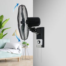 Belaco Wall Fan 16 Inch Wall Mounted 3 Speed Mode Oscillation Fan Tilt Head Easy Install High Airflow 40w Cooler for Summer