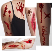 XINDY 40 Sheets Halloween Tattoos Scars Wounds Zombie Tattoo Fake Scab Blood Halloween Make up Stickers, Halloween Costume Women Men Zombie Makeup Vampire Tattoos Halloween Face Tattoo