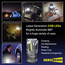 HeroBeam 2 x LED Lantern - THE ORIGINAL Collapsible Tough Lamp with Magnetic Base - Batteries Included - Great Light for Camping, Fishing, Garden, Festivals - UK COMPANY