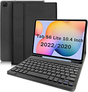 Samsung S6 Lite Tablet Case with Keyboard(UK Version),Slim Smart Leather Cover with S Pen Holder for Samsung Galaxy Tab S6 Lite 10.4 Inch 2022/2020(SM-P613/P619/P610/P615), Black