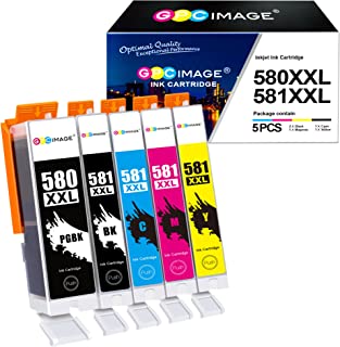 GPC Image PGI-580XXL CLI-581XXL Compatible Ink Cartridges Replacement for Canon PIXMA TS6251 TS6350 TS6351 TR8550 TS8150 TS8250 TS6150 TR7550 TS9150 TS6151 TS8251 TS6250 TS9550 TS705 TS8151(5-Pack)