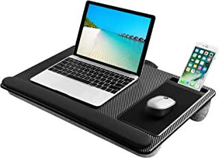 Lightweight Lap Desk Laptop Tray with Pillow Cushion, Lap Stand with Built-in Mouse Pad/Wrist Rest/Phone Slot, Laptop Size up to 17 Inches, For Sofa and Bed