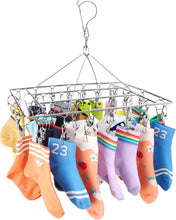 Stainless Steel Sock Drying Rack, Swivel Hook Wind-proof Clothes Hanger Rack for Socks, Underwear, Shoe Insoles, Baby Clothes, Gloves