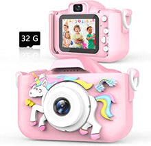 Waayu C7 Kids Camera, 1080P HD Digital Children's Camera for Toddler, Unicorn Gifts for Girls Boys, Christmas Birthday Toys for Age 3 4 5 6 7 8 Years -32GB SD Card -Pink Colorful