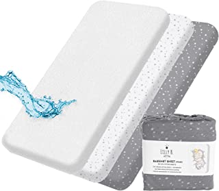 Organic Cotton GOTS Fitted Sheets 2+1 Waterproof Protector pad Compatible Next2me, Tutti Bambini Snuzpod and All Bedside Cribs, bassinets up to 90x55cm Pack of 3 Pieces Neutral boy Girl