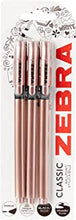 Zebra Classic Rose Gold Ballpoint Pens, Black Ink, 3 count (Pack of 1)