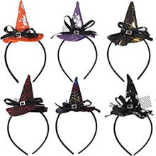 Halloween Headbands 6Pcs Witch Hat Headband Skeleton Pumpkin Headband Black Hair Headband Costume Dress Up Hair Accessories for Girls Women Halloween Party,Masquerade Festive Decoration Headdress C