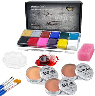 immetee SFX Makeup Kit, Special Effect Makeup Halloween Gifts Christmas Face Body Paint, Paint Oil+Scar Wax+Fake Blood+Paint Brushes+Spatula+Stipple Sponge.