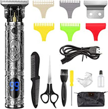 AISEELY Hair Clippers Men, Beard Trimmer, Electric Hair Trimmer Set with LED Display, Clippers for Men Haircut, USB Charging Hair Clippers Men Cordless with T-Blade Trimmers, Lubricating Oil (Grey)