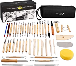 Magicfly 45PCS Clay Sculpting Tools, Ceramic Tools Polymer Clay Tools Clay Sculpting Set, Pottery Carving Tool with a Storage Bag for Shapers and Modeling Embossing Art DIY