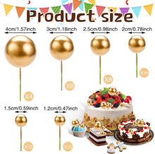 50 Pcs Ball Cake Topper, Gold Mini Cupcake Toppers Foam Ball Cake Picks Faux Pearl Balls Cake Insert Topper Baking Decorating for Wedding Graduation Birthday Party