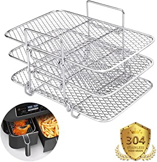 SHUOMAO Rack for Ninja Air Fryer,Food Safe 304 Stainless Steel Multi-Layer Dehydrator Toast Rack Air Fryer Accessories Compatible wth Ninja Dual Zone Air Fryer AF300UK,AF400UK,DZ201,DZ401