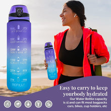 K-MART Water Bottle 1L Sports Water Bottle with Motivational Time Marker, Dishwasher Safe Leak-proof Drink Bottle BPA Free Non-Toxic for Running,cycling, Gym, School & Office (Purple Gradient)