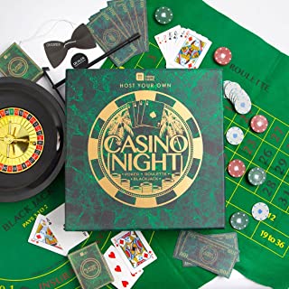 Talking Tables Casino Night Kit Poker, Blackjack, Roulette-Gambling Set for Adults, Gifts for Him | Contains Game Mat, Chips, Money, Balls, Playing Cards, Mixed, GAMECASINO