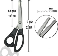Pinkut Pinking Shears for Fabric Cutting with Cushioned Handles & Stainless-Steel Edges - 22 cm Premium Zig Zag Scissors for Crafting, Dressmaking, & Sewing