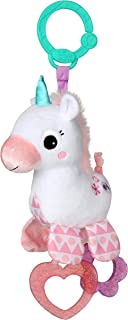 Bright Starts Unicorn Sparkle & Shine Plush Take-Along Stroller or Carrier Toy, Ages 0 Month+