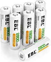 EBL AA Rechargeable Batteries 2800mAh, 8 Counts High Performance 1200 Tech Ni-MH Batteries